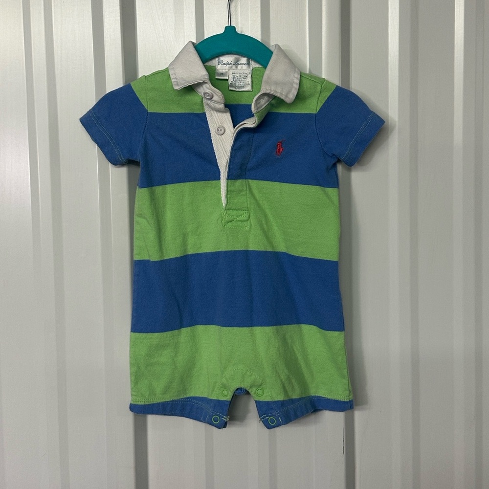 Infant Boys Ralph Lauren Polo Collared Onesie Classic Preppy Baby Outfit Size 3M